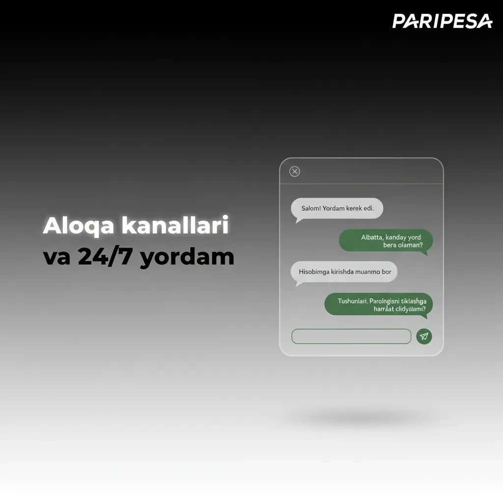 O‘zbek tilida 24/7 yordam: jonli chat, Yordam markazi, ilova xabari, Telegram/ijtimoiy tarmoqlar va aloqa formasi