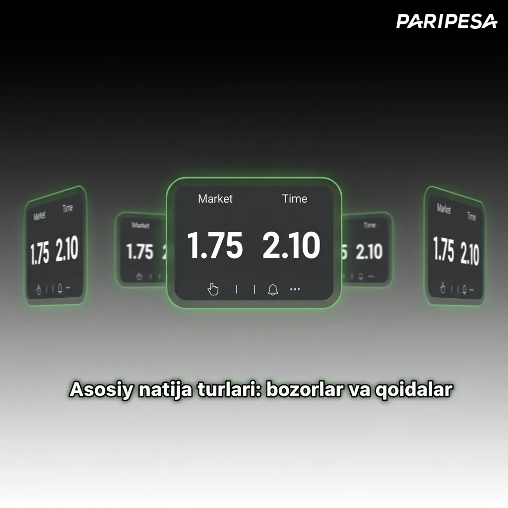Infografika: sport tikish bozorlaridagi 1X2, Ikki imkoniyat, Gandikap, Total va BTTS qoidalari