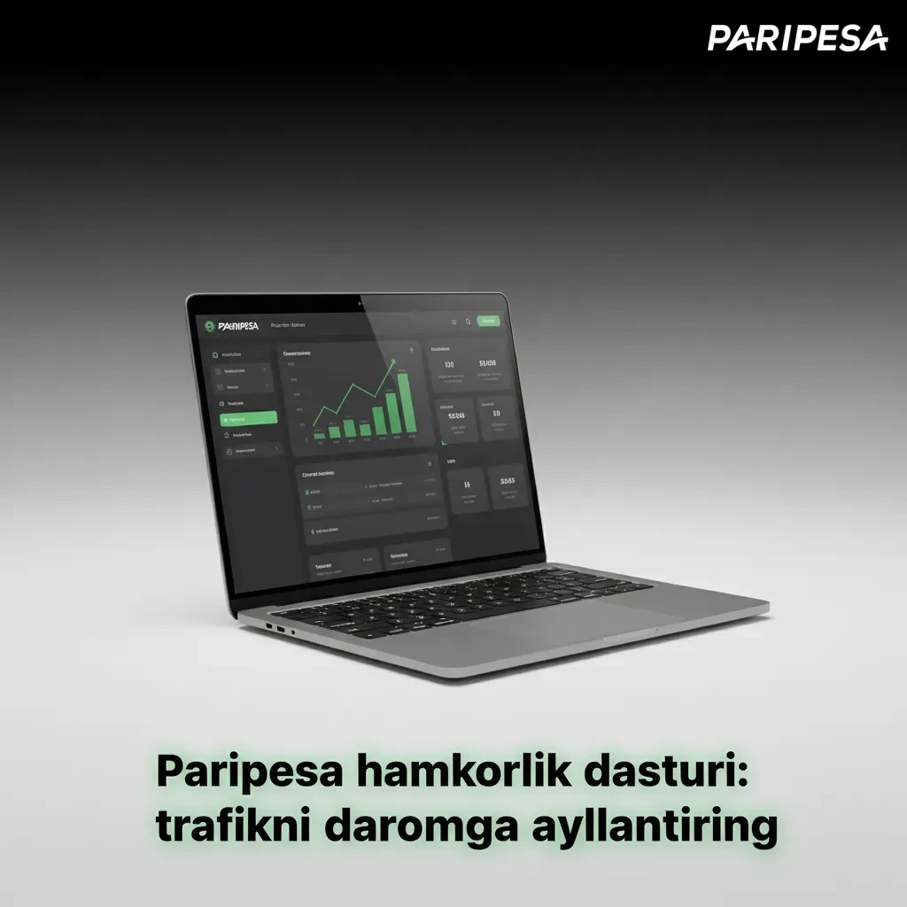 Paripesa hamkorlik dasturi banneri: referal havolalar, analitika, marketing materiallari va o‘z vaqtida to‘lovlar.