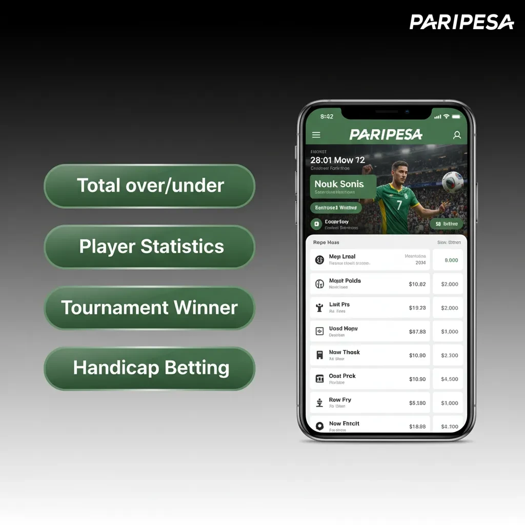 Paripesa ilovasidagi tikish turlari: Yagona, Ekspress, Sistemali, Live, Gandikap va Total.