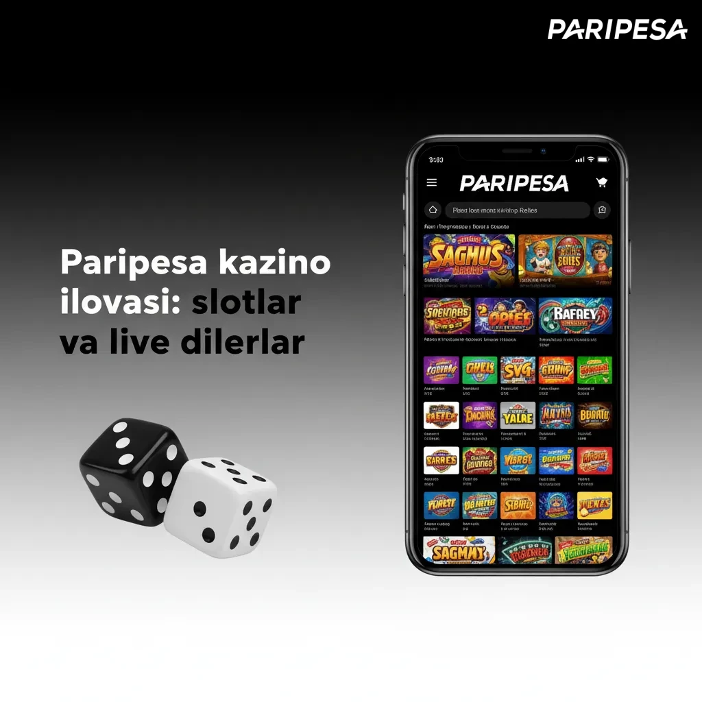 Paripesa kazino ilovasi skrinshoti: slotlar (Book of Dead, Sweet Bonanza) va Evolution/Ezugi live dilerlari ko‘rinadi.