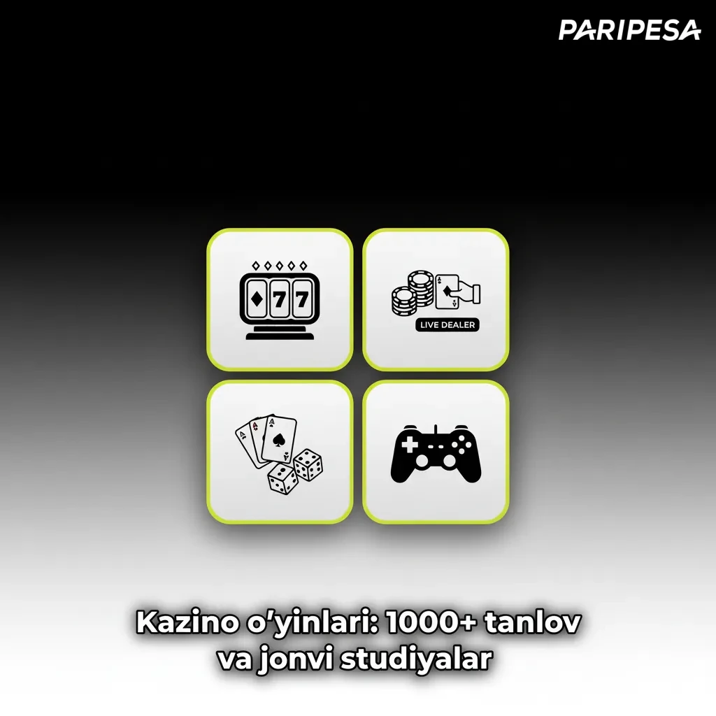 Kazino o‘yinlari: 1000+ tanlov, slotlar, ruletka, blackjack, jonli studiyalar, mobil ilova va tez to‘lovlar
