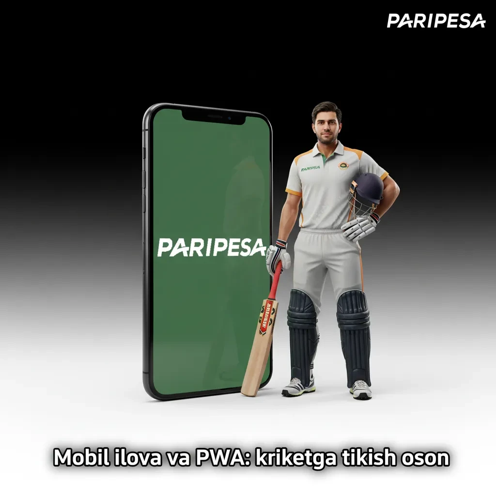 Paripesa mobil ilova va PWA: kriket tikish ekranlari, jonli koeffitsientlar, Android APK yuklash va iOS Uy ekranga qo‘shish