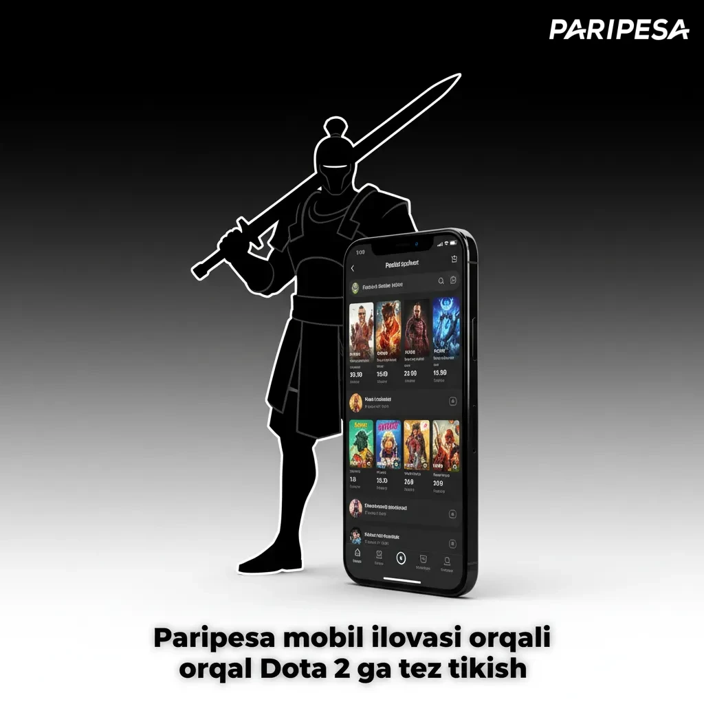 Dota 2 ga tez tikish uchun Paripesa mobil ilovasi interfeysi, live bozorlar va push-bildirishnomalar.