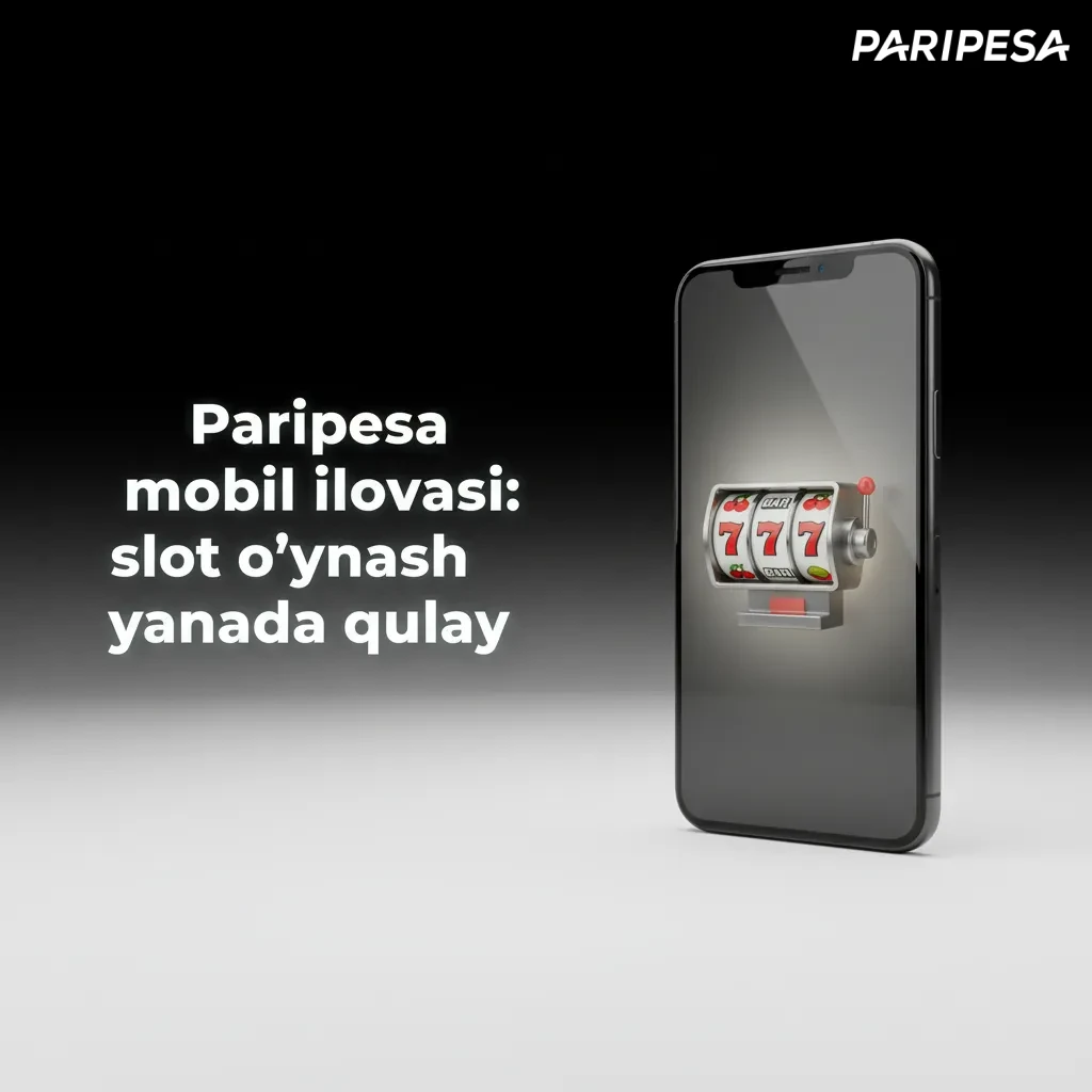 Smartfon ekranida Paripesa ilovasi: Slotlar bo‘limi, spin va tikish tugmalari, balans va kassa ko‘rinadi
