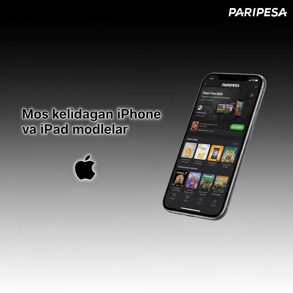 Paripesa PWA mos qurilmalar ro‘yxati: iPhone 11–15, XR, SE (2+), iPad Pro 11 (2020+), iPad 9–10-avlod, iPad mini 6.