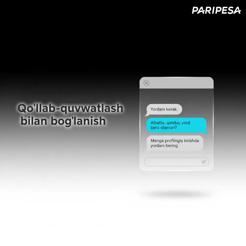 Yechib olish savollari uchun qo‘llab-quvvatlash: chat, support@paripesa.com va Yordam markazi havolasi.