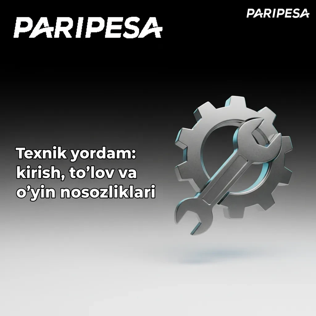 Texnik yordam sahifasi: kirish, to‘lov va o‘yin nosozliklariga chat yoki email orqali 1–5 daqiqada yordam.