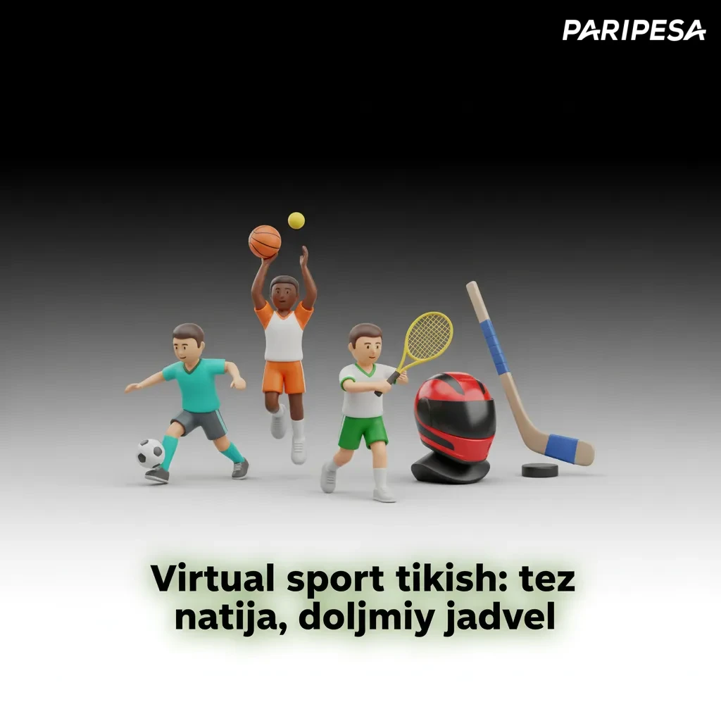 Virtual sport tikish ekrani: futbol, ot poygasi, stol tennisi, basketbol belgilari; 24/7, tez natija.