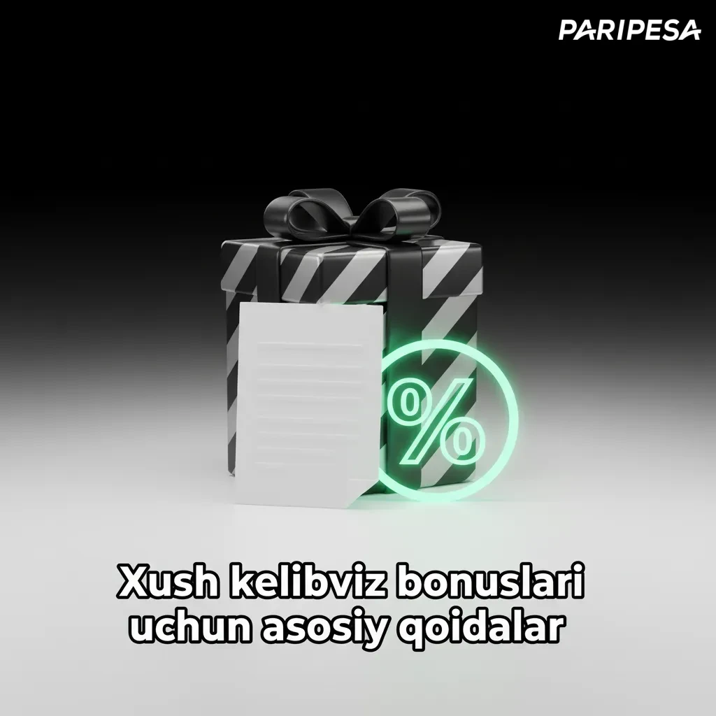 Paripesa xush kelibsiz bonus qoidalari: birinchi depozit, UZS, cheklangan to‘lovlar, KYC, o‘yinlar hissasi, promokod.