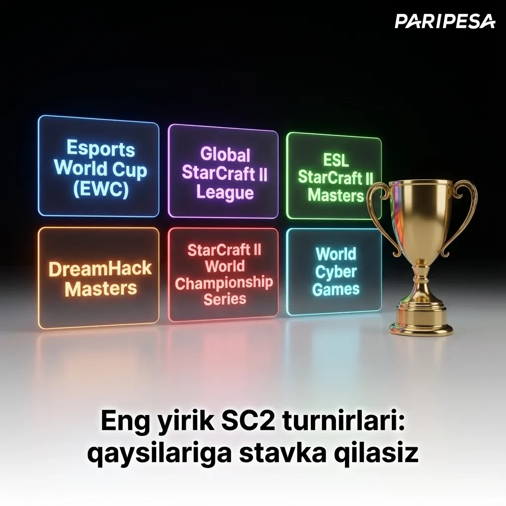 StarCraft 2 tournament logo with professional gaming setup, showcasing major esports competitions and championship events.