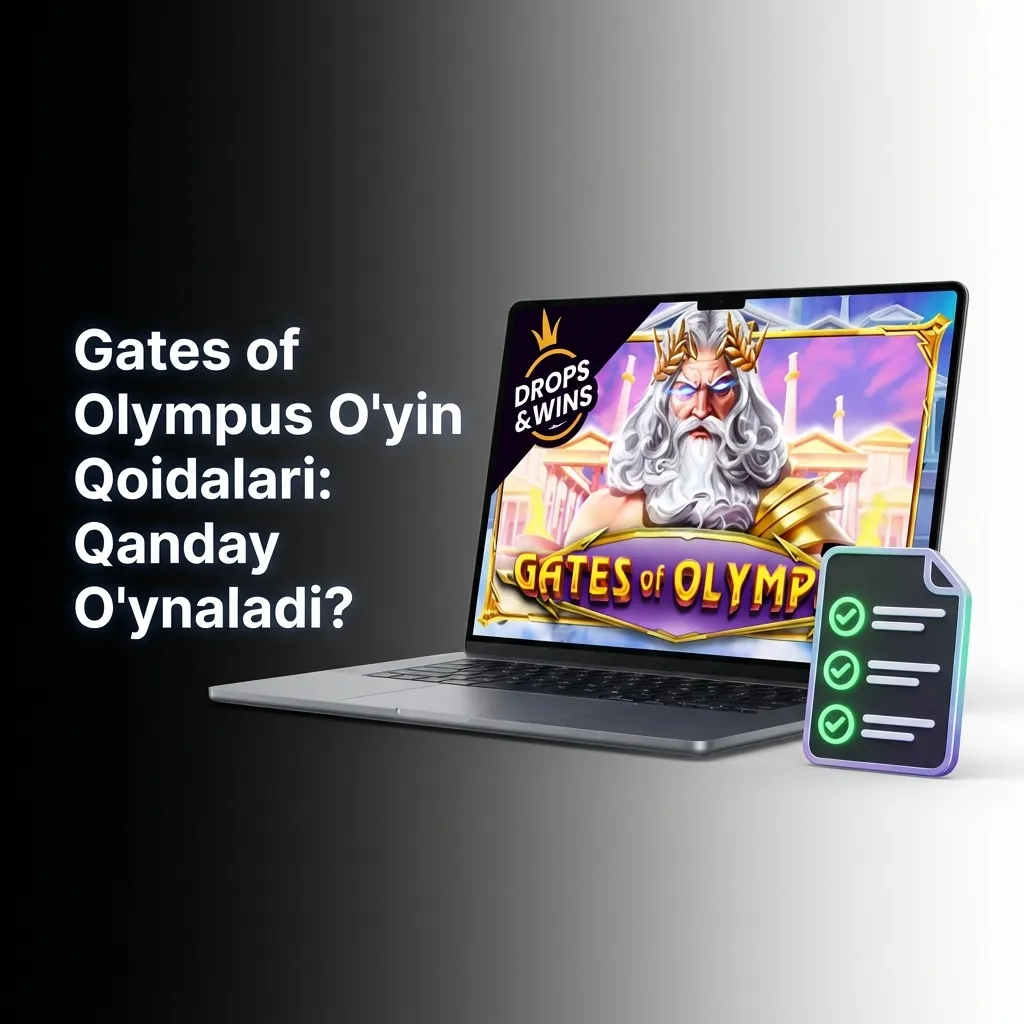 Gates of Olympus slot game interface showing 6x5 grid with symbols, multipliers, and bonus features explained in Uzbek