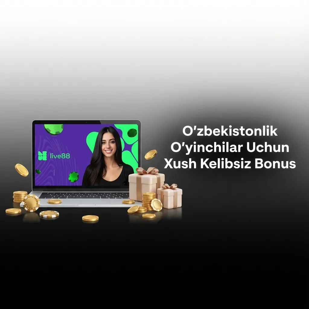 Uzbek casino welcome bonus offer showing 100% first deposit match up to 500,000 som with registration steps